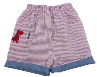 Reversible Soft Denim Dinosaur Shorts