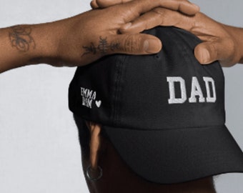 Bestickter Dad Est Hat Vatertagsgeschenk für neue Väter Personalisierte Papa Cap Geburtstagsgeschenke für Papa Custom Dad Est mit Kindernamen