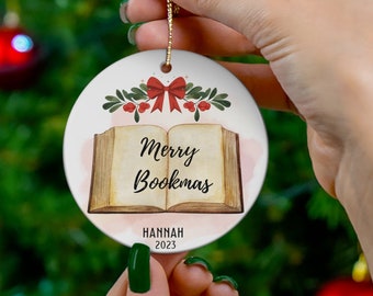 Custom Christmas Book Ornament For Book Lover Personalized Christmas Tree Decoration Book Lovers Gift Librarian Ornament Reading Gift