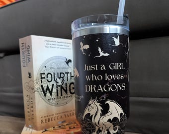 Personalized Fantasy Reader 40oz Stainless Steel Tumbler With Straw Custom Name Bookish Gift For Romantasy Lovers Fantasy Dragon Lover Gift
