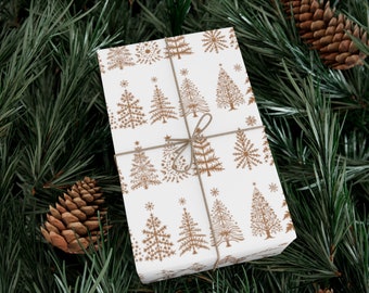 Snowflake Holiday Wrapping Paper Roll Christmas Tree Gift Wrapping Paper Roll Snowflake Tree Gift Wrap Xmas Beautiful Wrapping Paper