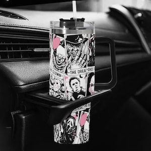 Horror Characters 40oz Stainless Steel Tumbler With Straw Horror Lover Gift For Halloween Horror Movie Mug