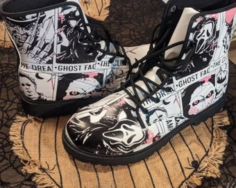 Horror Characters Boots Halloween Leather Boots Halloween Shoes Horror Movie Shoes Halloween Gift For Horror Lover Gift