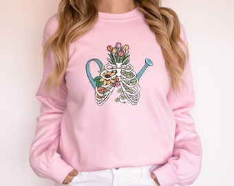 Skeleton Plant Sweatshirt Skeleton Sweatshirt Funny Skeleton Halloween Sweatshirt Plant Mom Sweater Gift For Plant Lover Plant Lady Shirt