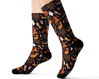 Halloween Socks Spooky Season Socks Funny Halloween Socks Ghost Witch Bat Cat Socks Halloween Lover Socks Gift For Halloween Lover Gift