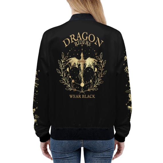 Fantasy Readers Bomber Jacket Dragon Riders Jacket Fantasy Dragon Zip-Up Gift for Fantasy Readers Empyrian Gift for Dragon Lovers Booktook