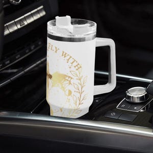 Vaso de acero inoxidable de 40 oz con pajita Born To Fly With Dragons, taza de dragón de fantasía, regalo de jinete de dragón para amantes de la fantasía, regalo de Booktok