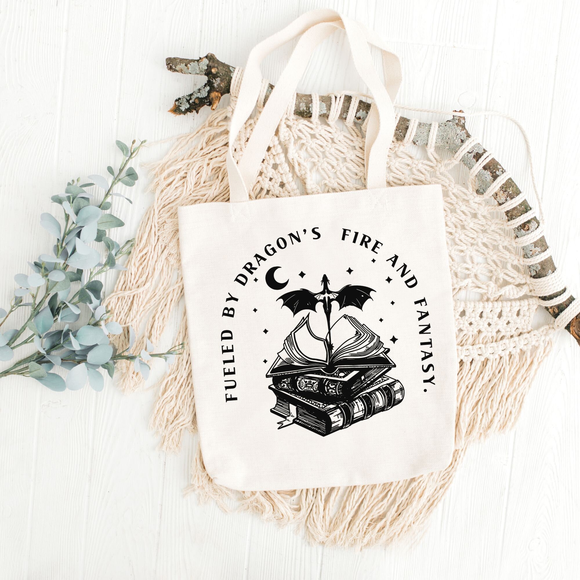 Dragon Rider Tote Bag Bookish Lover Gift Eco-Friendly Canvas Large Basgiath War College Tote Bag, Embroidered Fourth Wing  main image 2