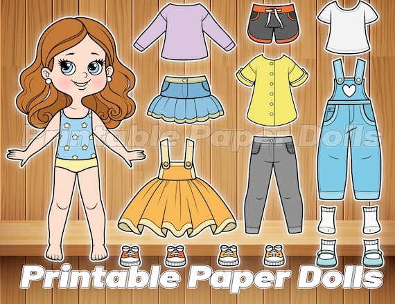 paper dolls to print cut out and dress Paper Doll Printable With Clothes. PDF. Digital Download. Fashion Girl.  Cute Doll DIY. Dress Up, Cutout. Toy, Game, Play for Children