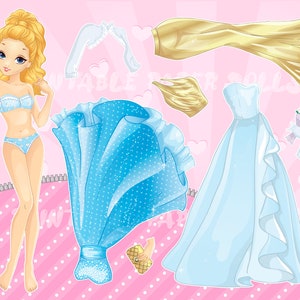 Dress Up Paper Dolls mit Trendy Kleidung Accessoires | Angenehme und einfache DIY Aktivität für Kinder | Sofortiger Download und Druck!