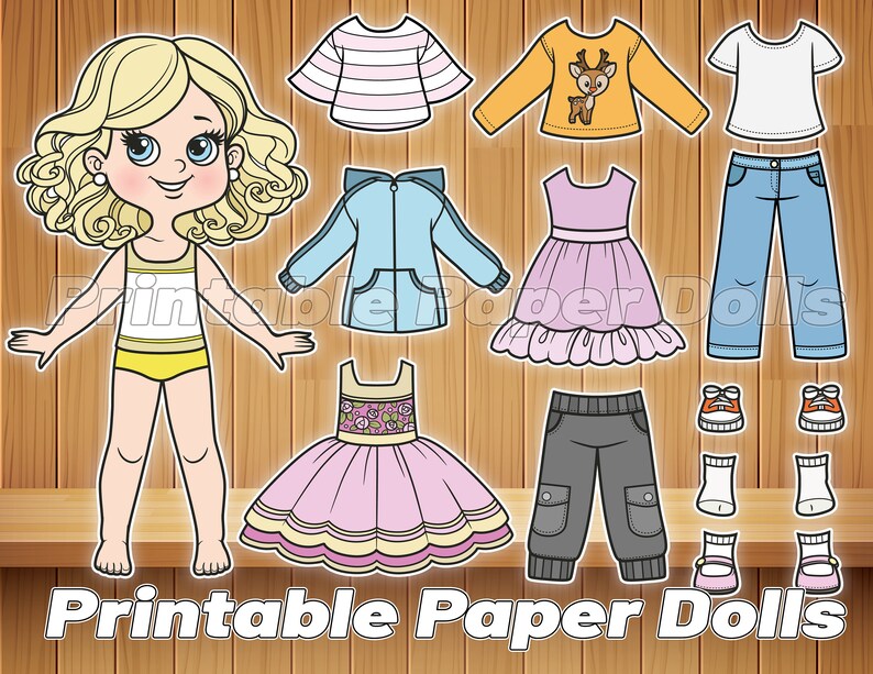 Spark Creativity Printable Paper Doll Craft Kit for Kids and Toddlers