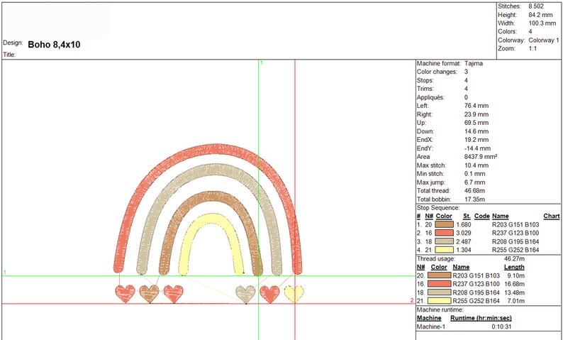 Boho Rainbow Machine Embroidery Design, Instant Download With 7 Sizes ...