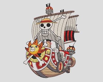 Pirate Ship, Anime Machine Embroidery Design, Instant Download, 2 sizes & dst, sew, pes, exp, hus, pec, jef, vp3, xxx formats