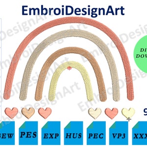 Boho Rainbow Machine Embroidery Design, Instant Download With 7 Sizes ...
