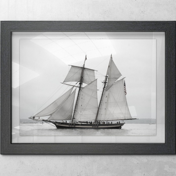 Sailboat Sea Print, Nautical Wall Decor, Printable Wall Art Prints, Digital Print, Downloadable Boat Wall Art, Boat Print, Black and White