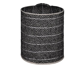 N and H Cotton Laundry Basket for Clothes with Lid & Handle | Storage Bin, Organization, Woven Basket, Multipurpose Laundry Basket (Black)