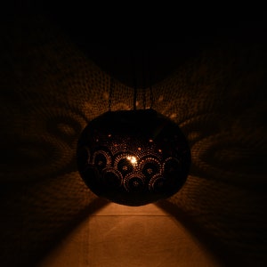 N&H Handmade Chakri Design 1 Gourd Ball Hanging Lamp Handcrafted Chandelier Gift for her, Diwali Décor, Halloween Décor image 4