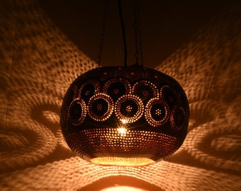 N&H Handmade Chakri Design 1 Gourd Ball Hanging Lamp | Handcrafted Chandelier | Gift for her, Diwali Décor, Halloween Décor