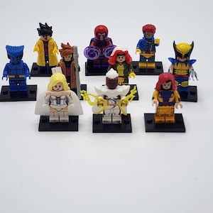 MOC X-Men Anpassade Lego Minifigurer Set med 10 Wolverine Magneto Storm Cyclops Jean