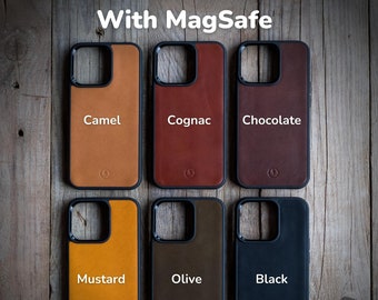 MagSafe Leather Case for iPhone series 14, 13, 12 in 6 colors