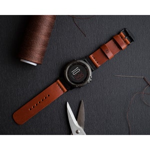 Bracelet en cuir fait main pour montre Garmin avec QuickFit en 6 couleurs image 2