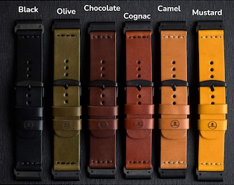 Handmade Leather Strap for Garmin Watch with QuickFit in 6 colors