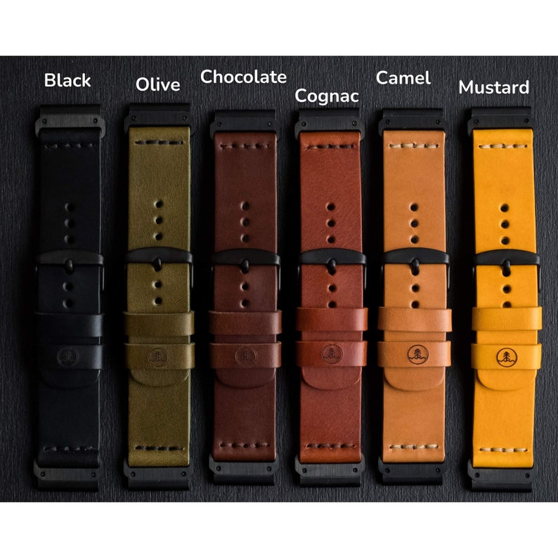 Handgefertigtes Lederarmband für Garmin Uhr mit QuickFit in 6 Farben Bild 1