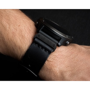 Handgefertigtes Lederarmband für Garmin mit QuickFit-Funktion - Schwarz
