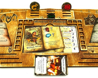 Mansion of Madness, organisateur en bois pour joueur, tableau de bord, plateau de lecteur, VERSION NUMÉRIQUE EN ANGLAIS - fichiers découpés au laser *svg, *ai, *lbrn2, *dxf