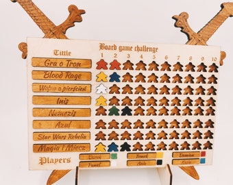 Wooden Board Game Challenge, Game trucker, score board + 60 Meeples - without stand