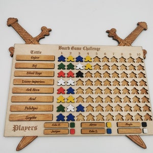 Wooden Board Game Challenge, Game trucker,score board+ Meeple DIGITAL FILE - laser cut files *dxf, *ai, *lbrn2, *svg