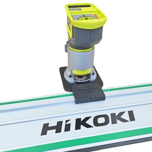 May include: A black and green HiKOKI GR 800 router table with a yellow and grey cordless router mounted on top.