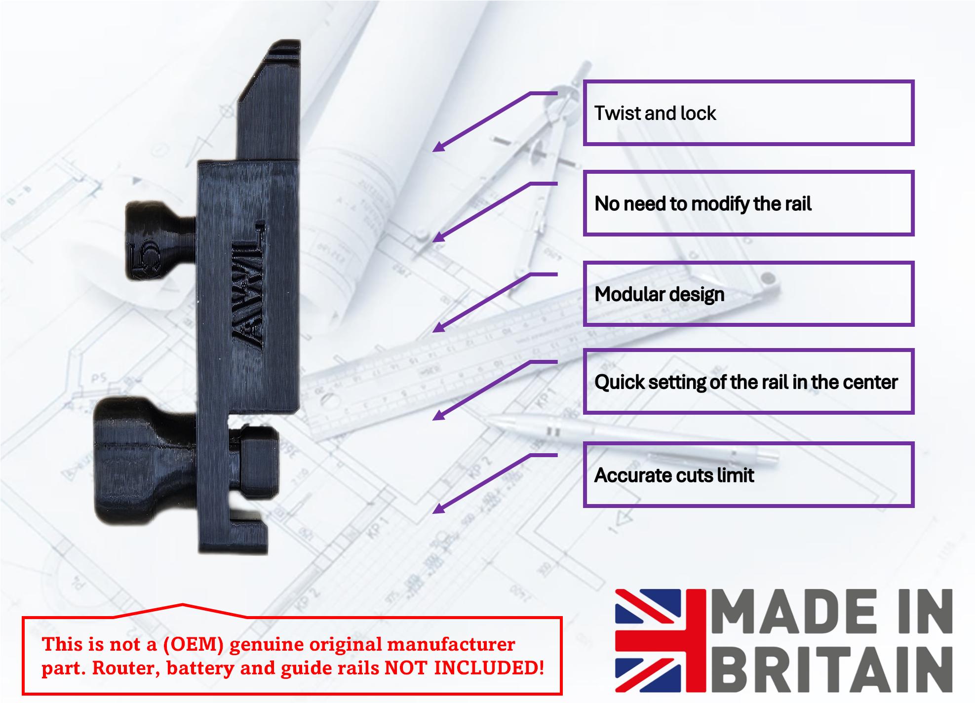 Milwauke M18 FRT 2723-20 Adapter Base Router to FESTOOL Guide Rail