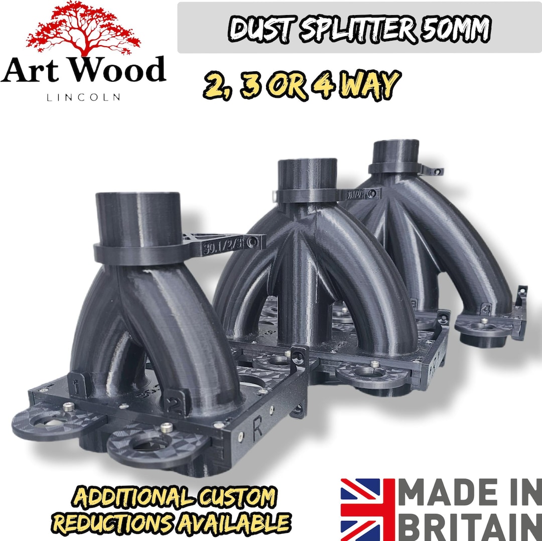 Wire Way Dust 2, 3 or 4-way Dust Collection System Blast Gate 50mm/ 2 Inch Wall ...
