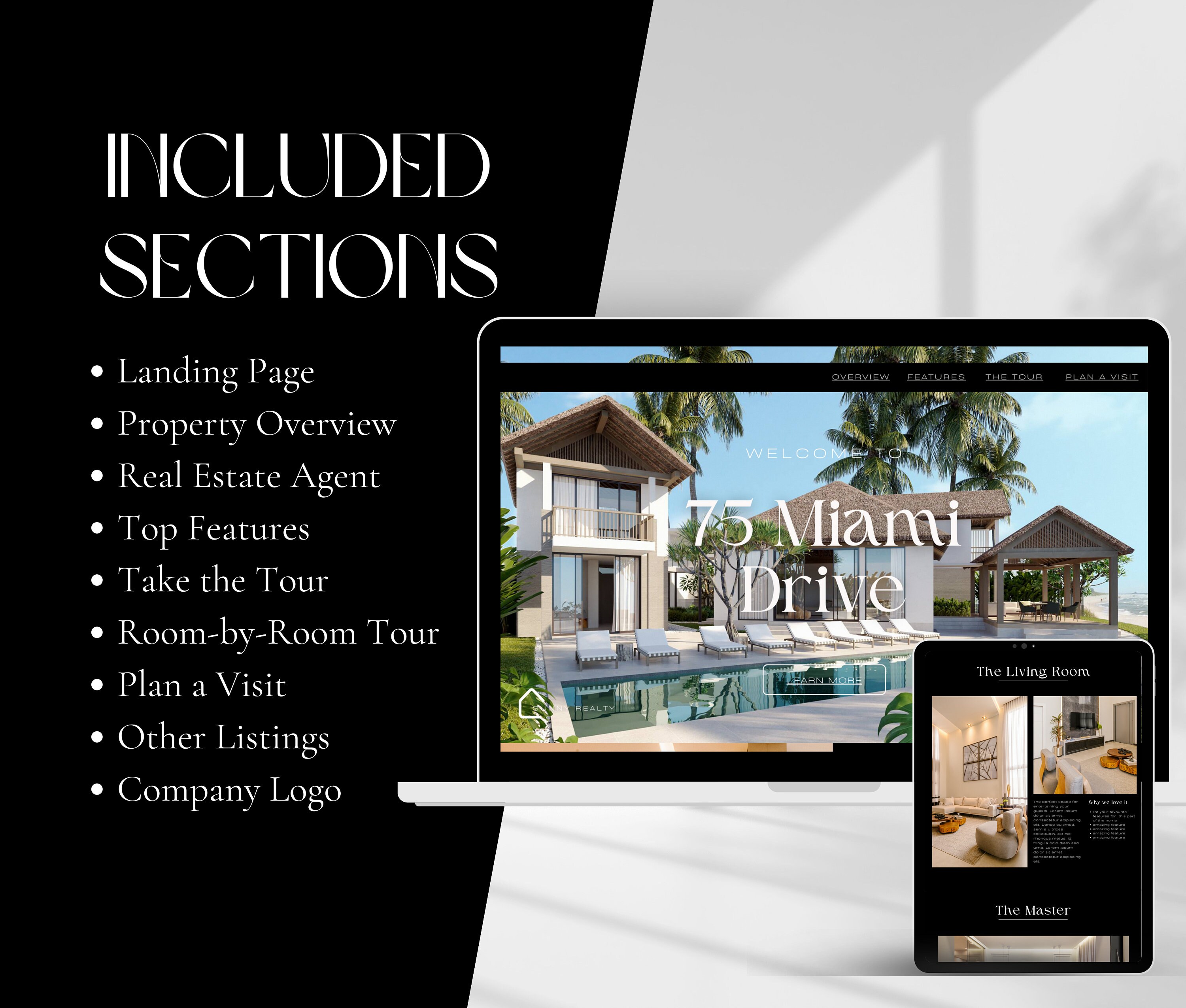 Real Estate Canva Website Template Luxury Listing Landing Page Real ...