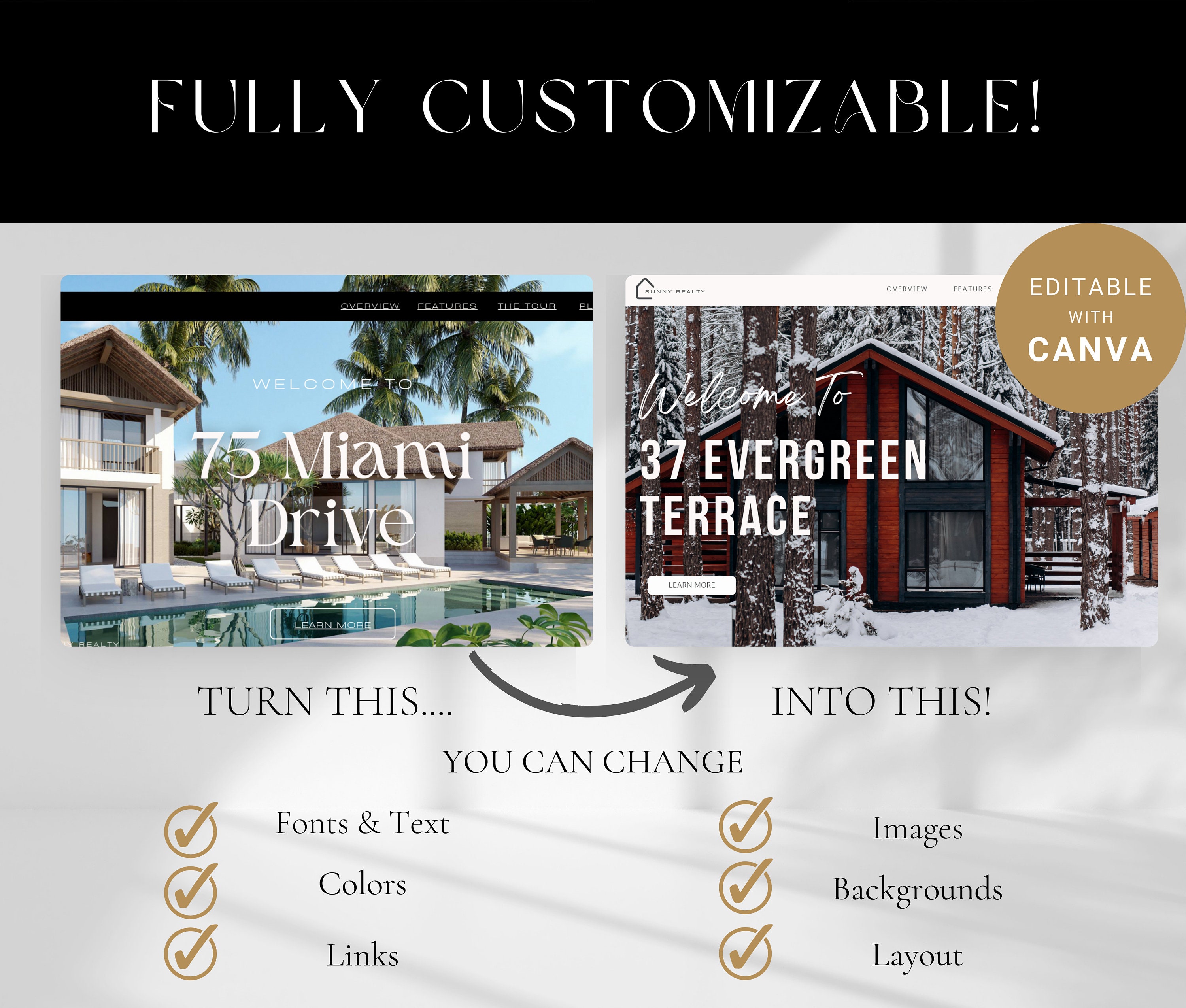 Real Estate Canva Website Template Luxury Listing Landing Page Real ...