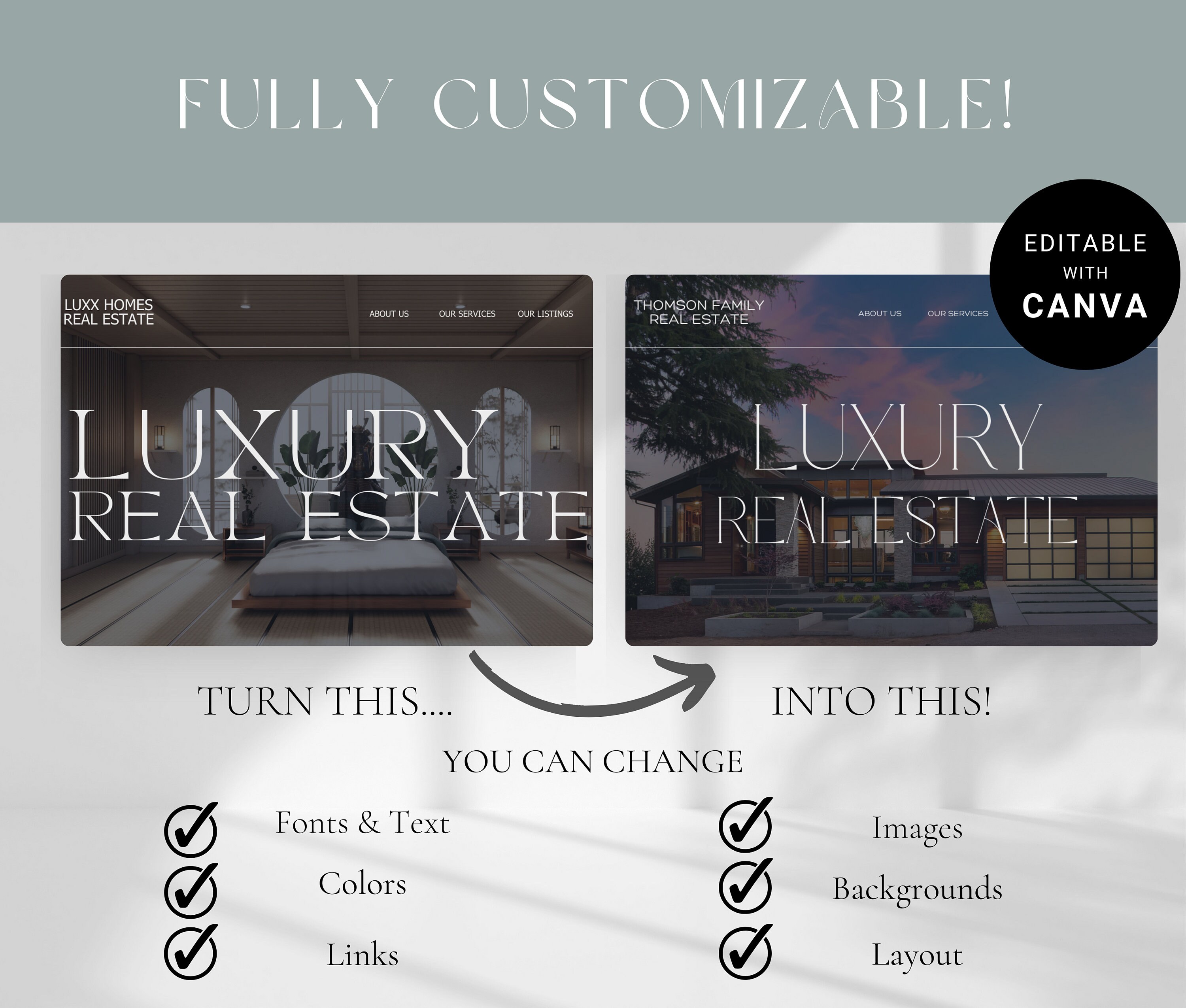 Picture of Luxury Real Estate Website Template | Canva Website | Website Theme ...