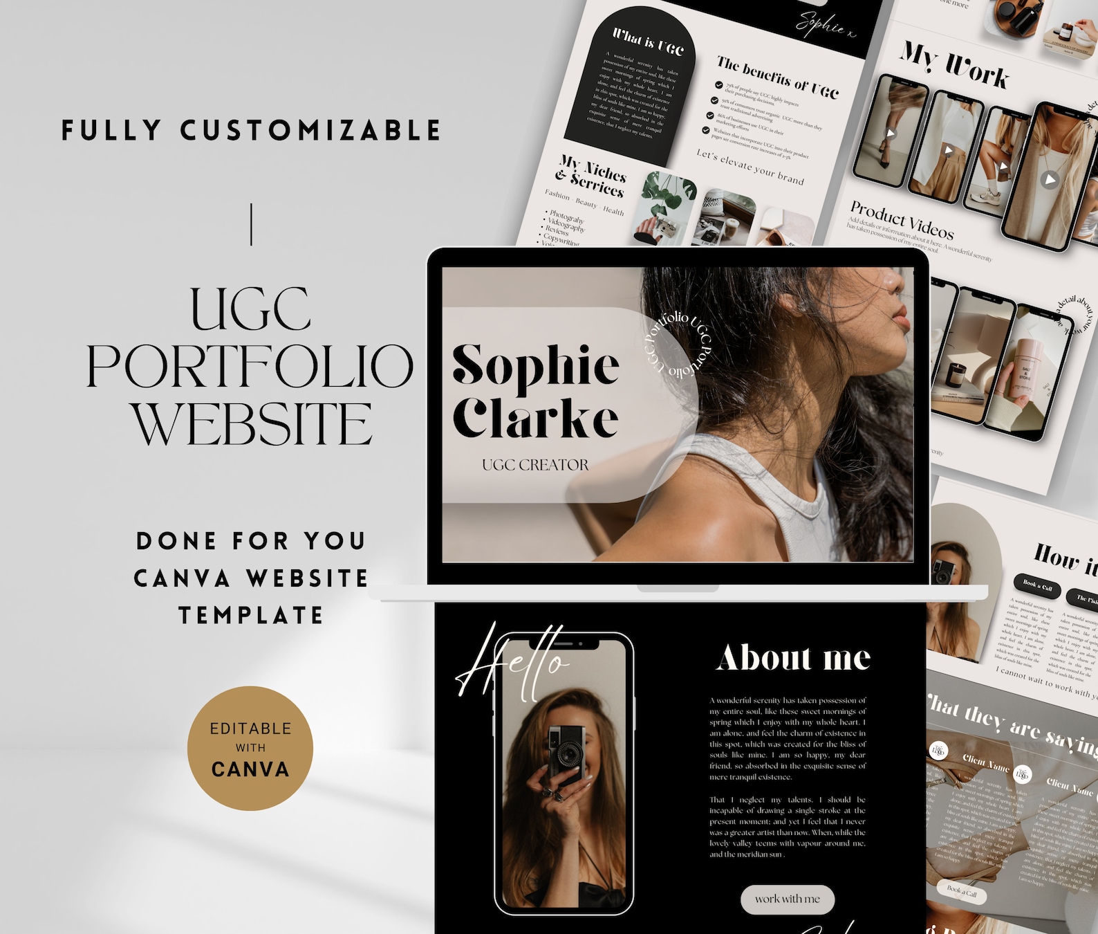UGC Portfolio Template Canva Website Template UGC Landing Page Social ...