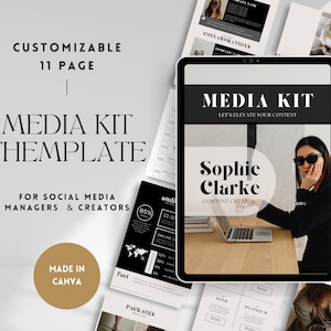 11-seitige Media Kit-Vorlage für UGC-Creators Social Media-Manager-Ratenblatt vollständig bearbeitbar in Canva Pricing Packets Testimonials Seite