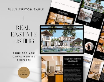 Real Estate Canva Website Template Luxury Listing Landing Page Real Estate Agent Marketing Customizable Templates Real Estate Flyer