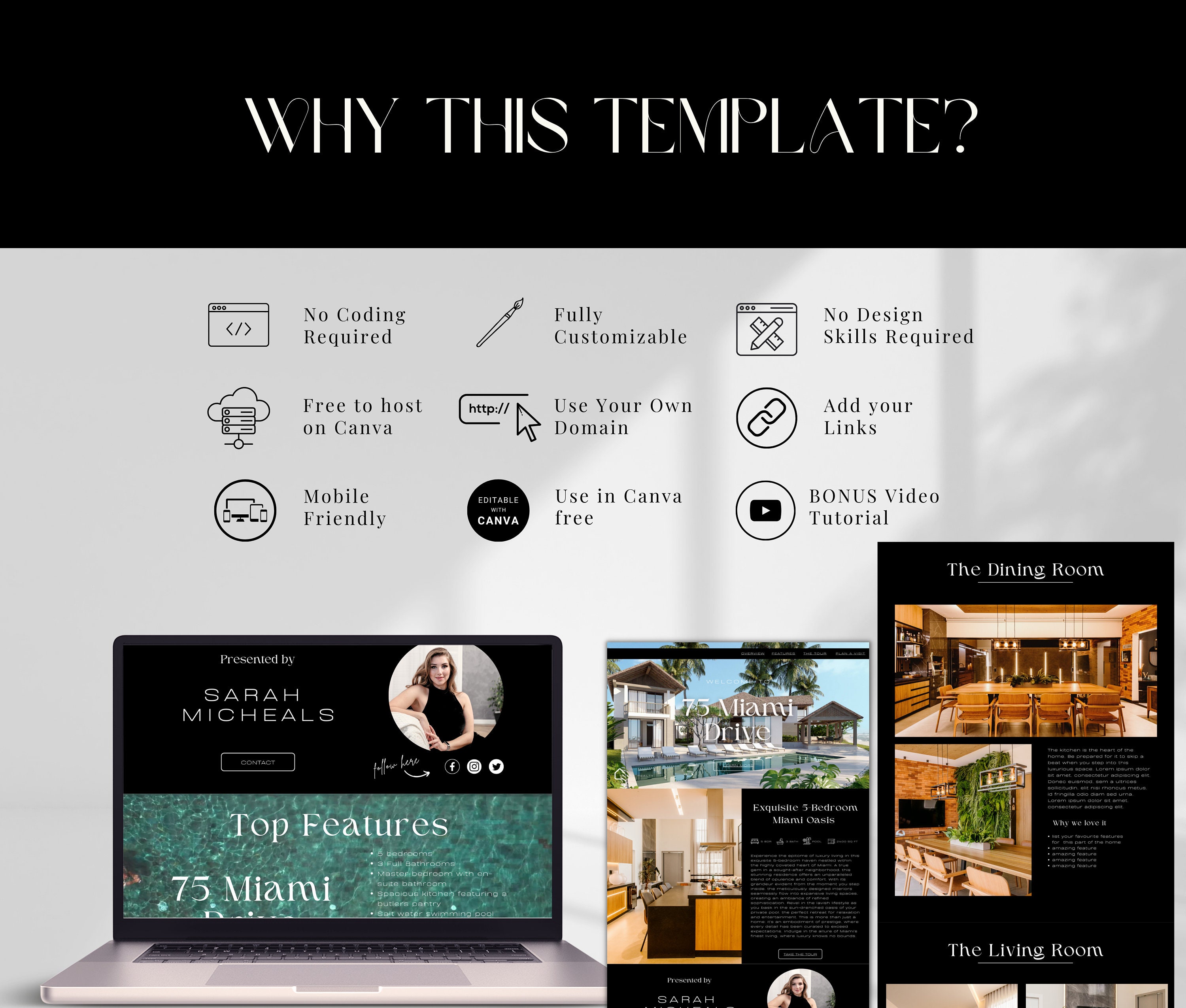 Real Estate Canva Website Template Luxury Listing Landing Page Real ...