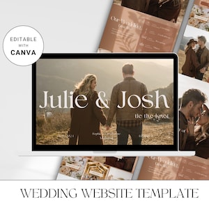 Modèle de site Web de mariage en toile terre cuite élégante| Faire-part numérique| Entièrement personnalisable |Chronologie des événements| Programme de mariage |RSVP en ligne