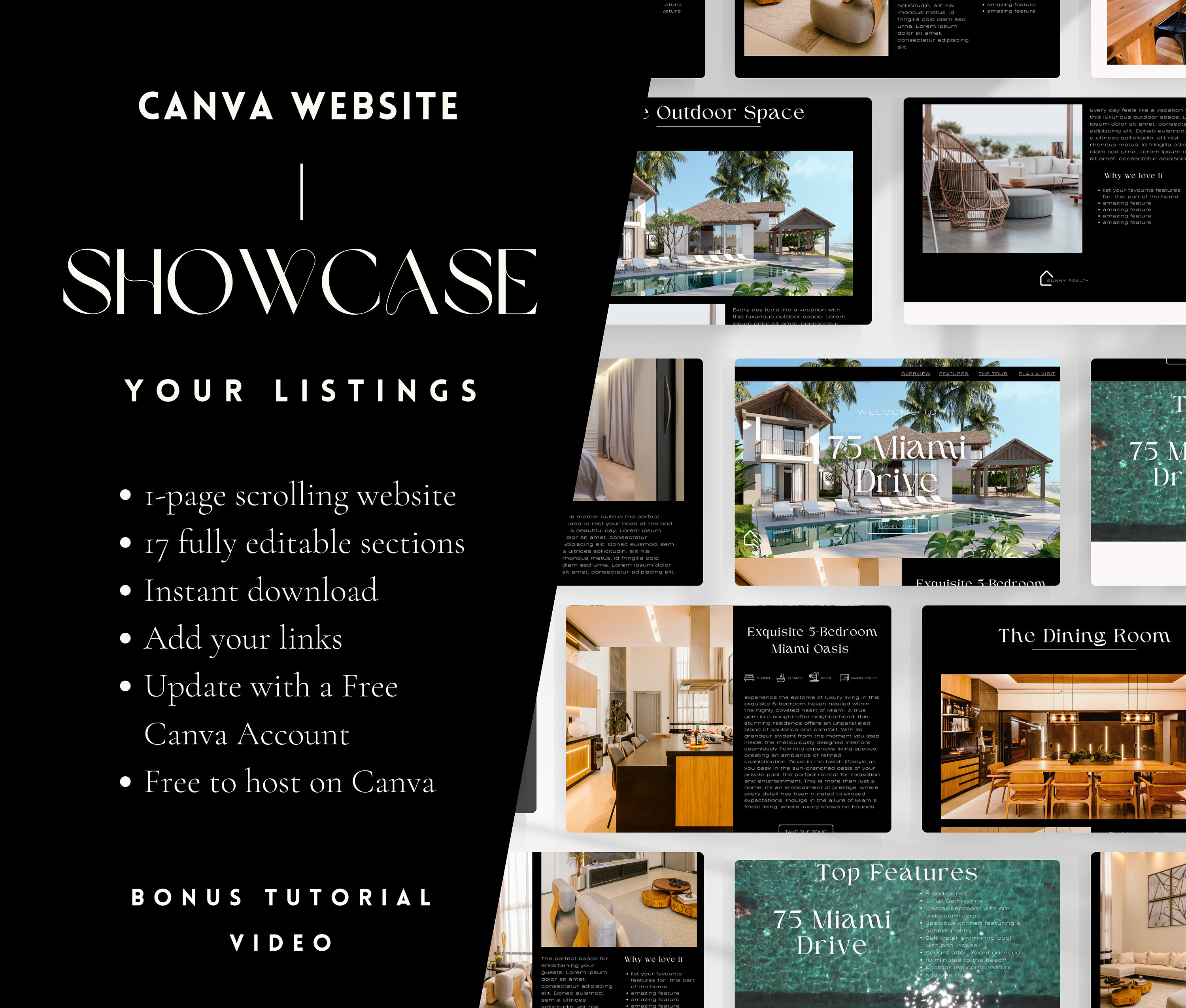 Real Estate Canva Website Template Luxury Listing Landing Page Real ...