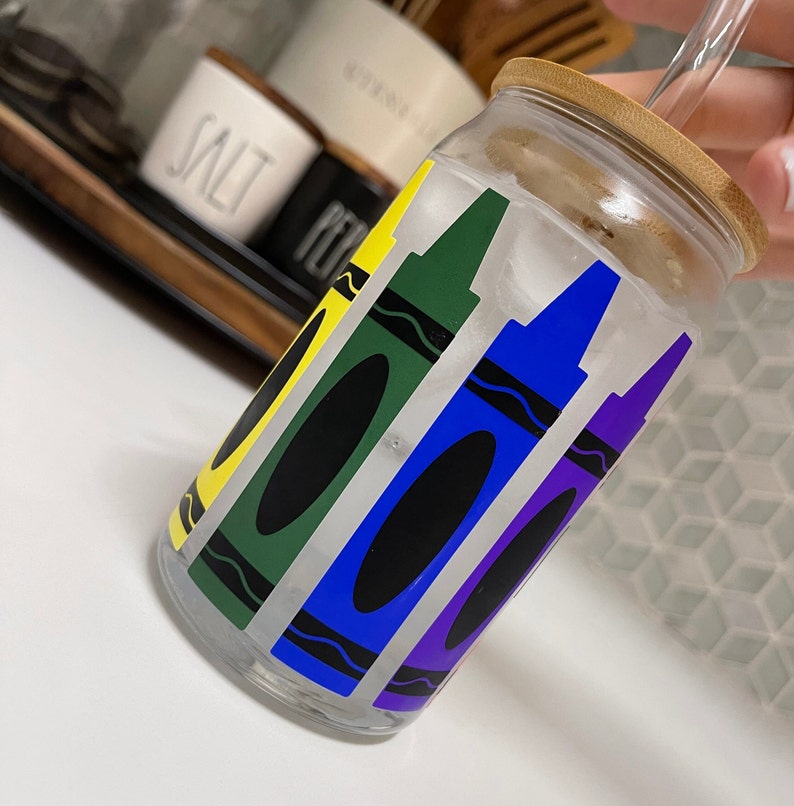Color Changing Crayon Glass Cup Etsy