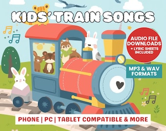Barnens MP3-spellista med leksakståg, sånger för småbarn, allsångsmusik för dagis, digital speldosa för barn, barnsånger och texter