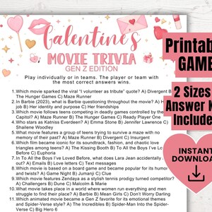 Jogo de Perguntas e Respostas sobre Filmes para a Geração Z, Jogo de Festa para Amigas, Quiz de Filmes para a Festa das Amigas, Jogo de Filmes de Comédia Romântica para Amigas
