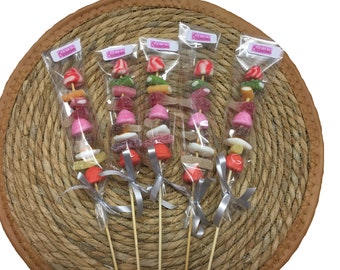 Brochette de bonbons 40gr, bonbons variés, vendu x 5. Fabriqué en France. Livraison gratuite