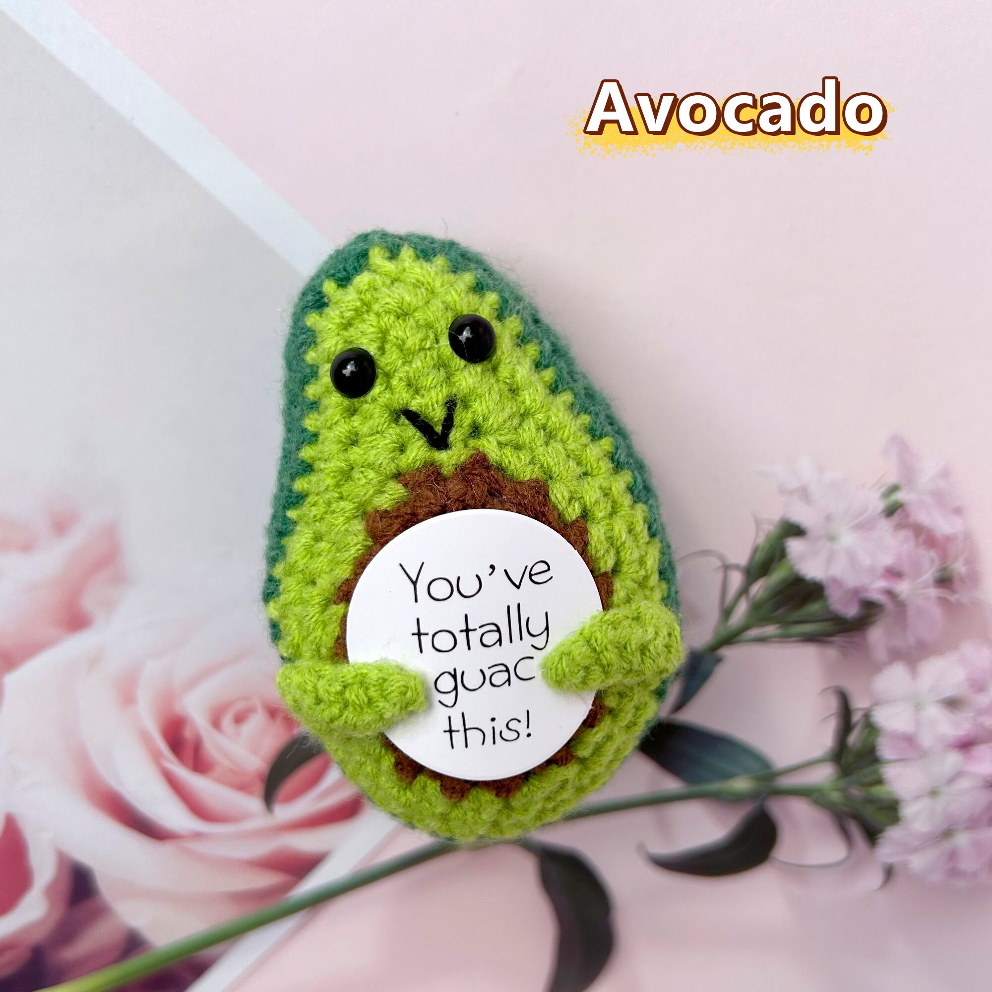  BABORUI Emotional Support Avocado, Positive Emotional Support  Avocado Crochet for Friends/Family, Positive Avocado for  Christmas/Birthdays/Yankee Swap Gifts(1pcs) : Toys & Games