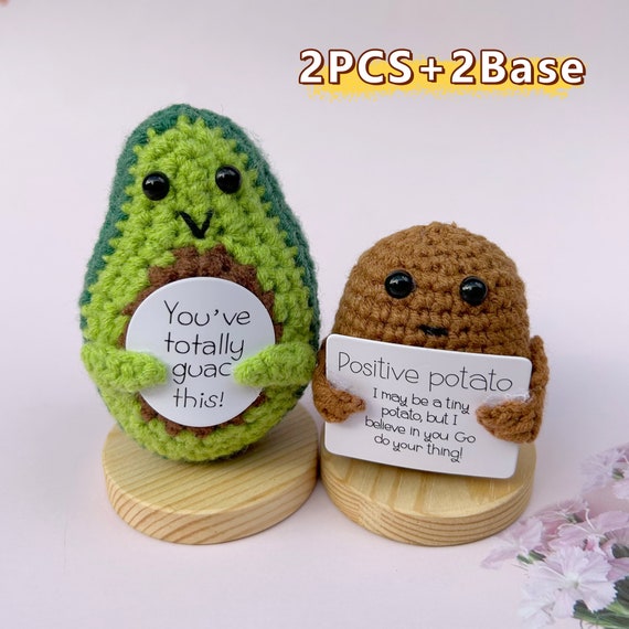 Emotional Support Avocado-handmade Crochet Lucky Tiny Crochet Decoration  With Letter-handcrafted Crochet Delights Avocado& Potato Bring Joy 