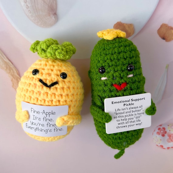 Buy Support Handmade Crochet Pickles & Pineapple Bring Fine-handmade Crochet  Emotional Support Pickle-lucky Tiny Crochet Decoration With Letters Online  in India 